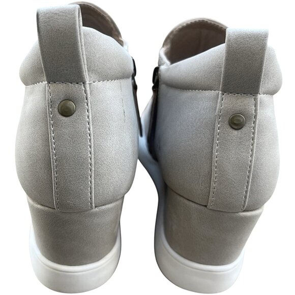 Light Gray Wedge Sneaker Booties Slip On Perforated Upper US 7–7.5 - Picture 3 of 8